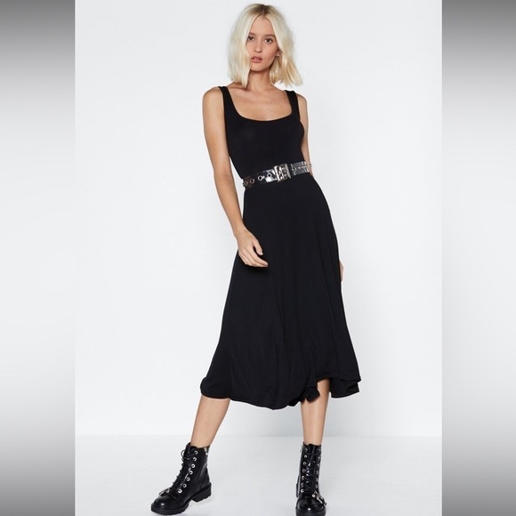 NastyGal It Don’t Mean A Thing Midi Dress In Black Size 2 - Picture 1 of 12